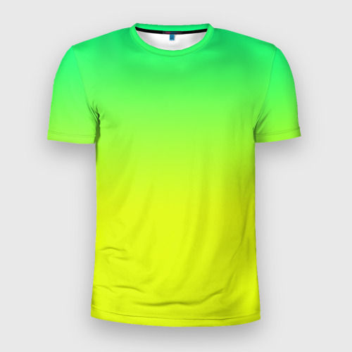 Мужская футболка 3D Slim Зелено-желтый градиент, цвет 3D печать