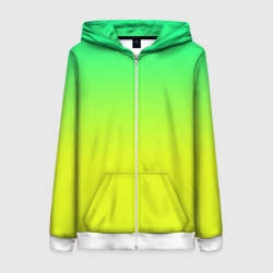 Женская толстовка 3D на молнии Зелено-желтый градиент