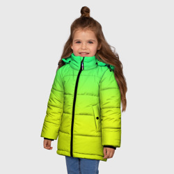 Зимняя куртка для девочек 3D Зелено-желтый градиент - фото 2