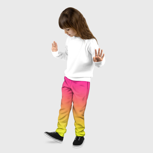 Детские брюки 3D с принтом Фиолетово-желтый градиент, фото на моделе #1