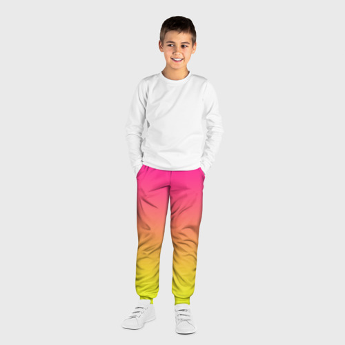 Детские брюки 3D с принтом Фиолетово-желтый градиент, вид сбоку #3