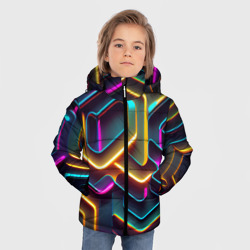 Зимняя куртка для мальчиков 3D Неоновый узор на стене - фото 2