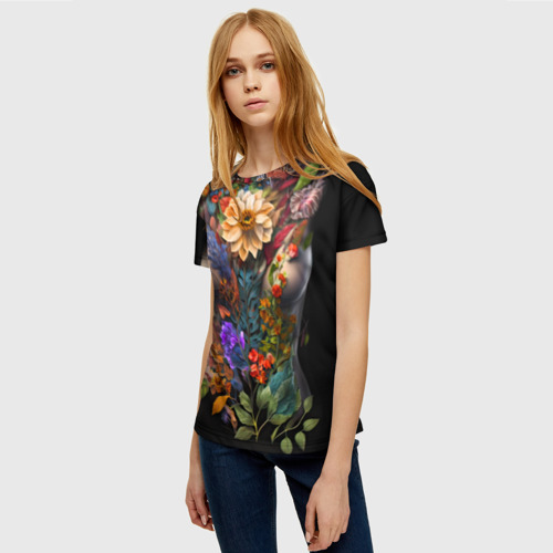 Женская футболка 3D Тело девушка-весна, цвет 3D печать - фото 3