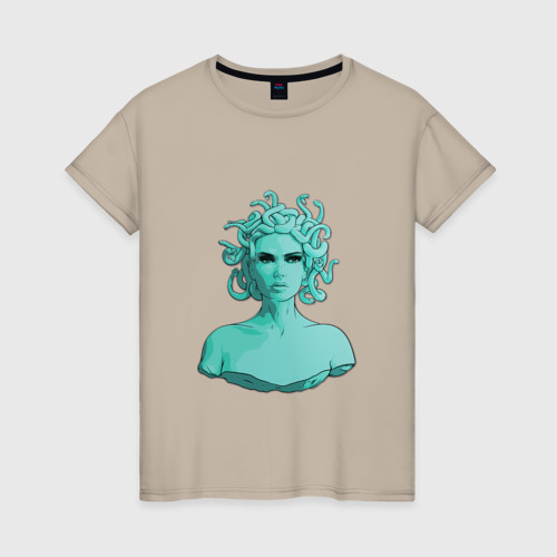 Женская футболка хлопок Горгона, цвет миндальный