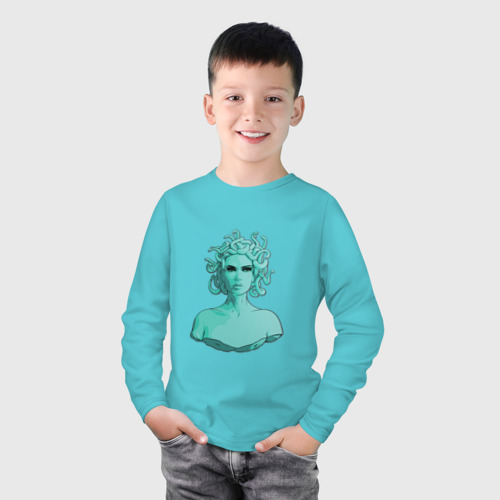 Детский лонгслив хлопок Горгона, цвет бирюзовый - фото 3