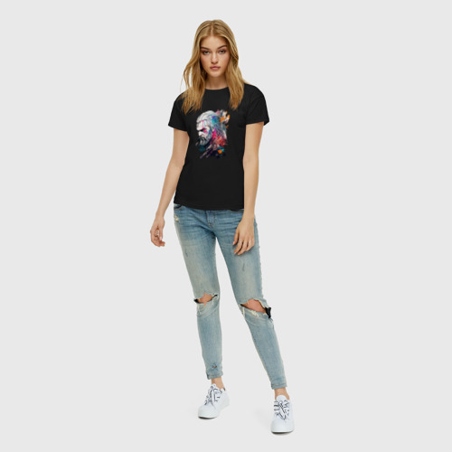 Женская футболка хлопок с принтом Ведьмак в стиле Арт, вид сбоку #3