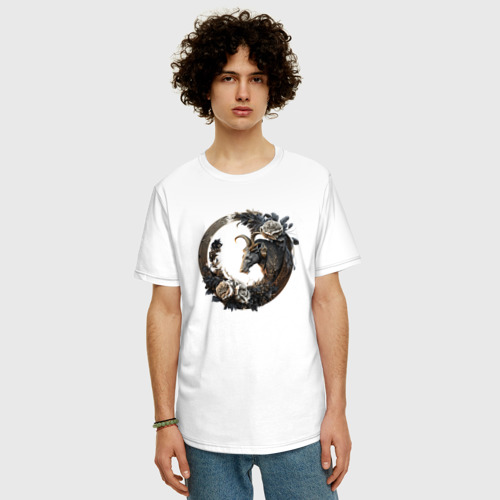 Мужская футболка хлопок Oversize Знак зодиака Козерог созданный нейросетью, цвет белый - фото 3