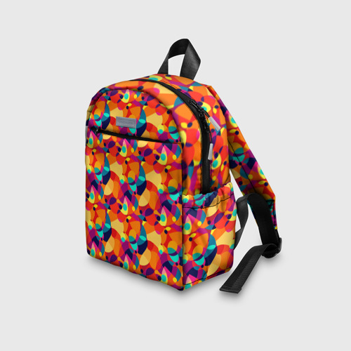 Детский рюкзак 3D с принтом Абстрактный узор из разноцветных окружностей, вид сбоку #3