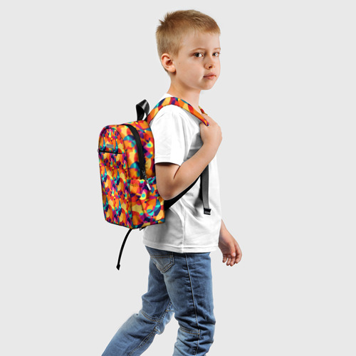 Детский рюкзак 3D с принтом Абстрактный узор из разноцветных окружностей, вид сзади #1