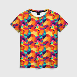 Женская футболка 3D Абстрактный узор из разноцветных окружностей