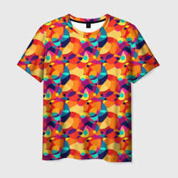 Мужская футболка 3D Абстрактный узор из разноцветных окружностей