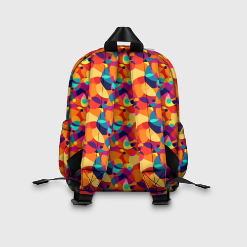Детский рюкзак 3D с принтом Абстрактный узор из разноцветных окружностей, вид сзади #2