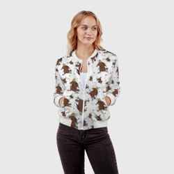 Женский бомбер 3D Задумчивый бобреныш - фото 2