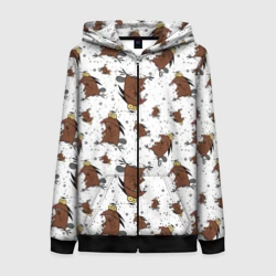 Женская толстовка 3D на молнии Задумчивый бобреныш