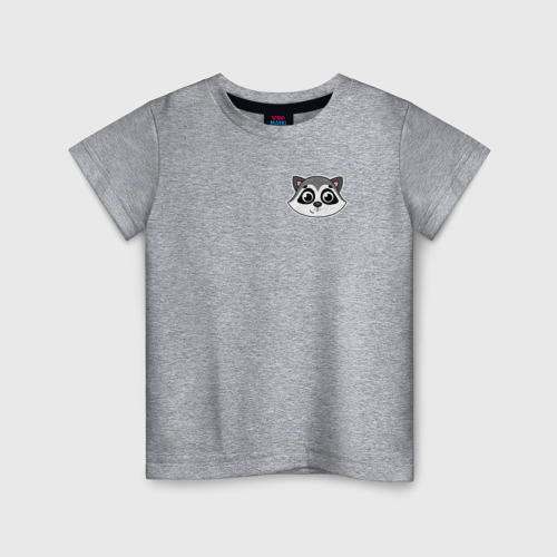 Детская футболка хлопок Мордочка енота, цвет меланж
