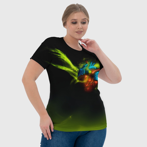 Женская футболка 3D Сердце стихии, цвет 3D печать - фото 6