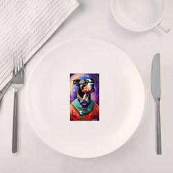 Набор: тарелка + кружка Питбуль космонавт - нейросеть - фото 2