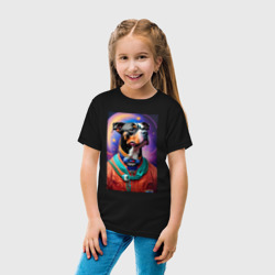 Детская футболка хлопок Питбуль космонавт - нейросеть - фото 2