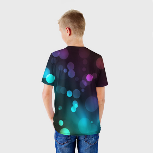 Детская футболка 3D с принтом Абстракция блики, вид сзади #2