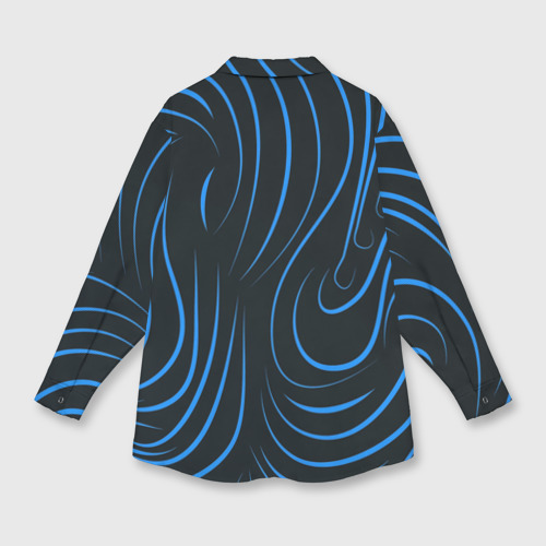 Мужская рубашка oversize 3D с принтом Волны в стиле зебра, вид сзади #1