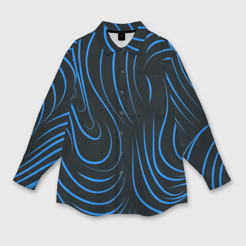 Мужская рубашка oversize 3D с принтом Волны в стиле зебра, вид спереди #2