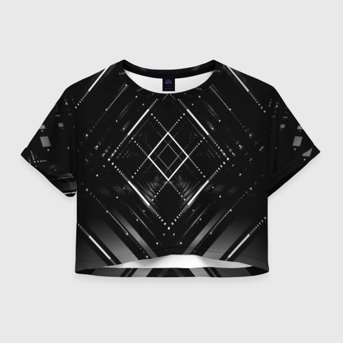 Женская футболка Crop-top 3D Hexagon Black, цвет 3D печать