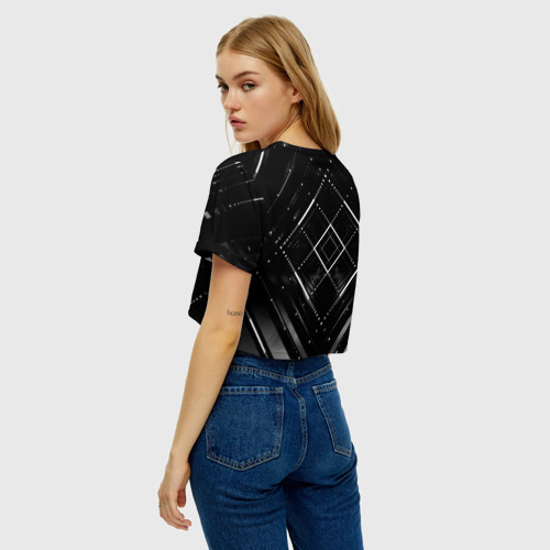 Женская футболка Crop-top 3D Hexagon Black, цвет 3D печать - фото 5