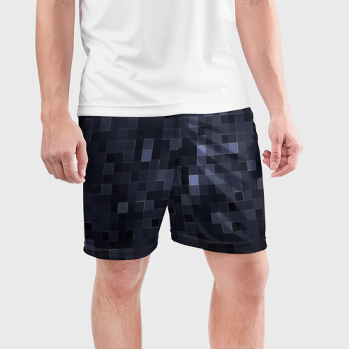 Мужские шорты спортивные с принтом Minecraft block time, фото на моделе #1