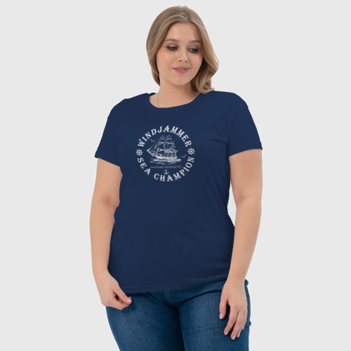 Женская футболка хлопок с принтом Выжимающий ветер, фото #4