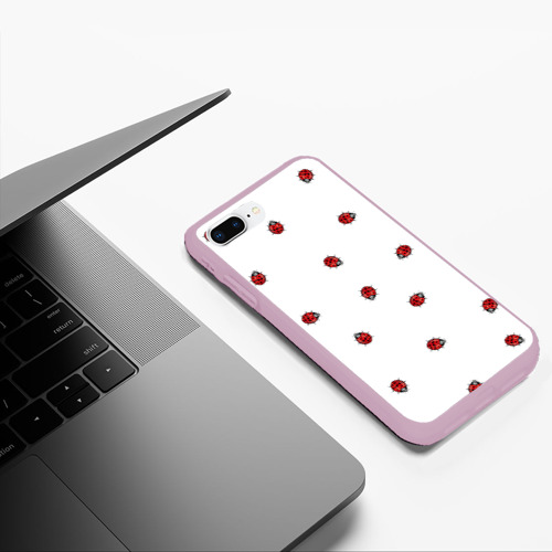 Чехол для iPhone 7Plus/8 Plus матовый Нашествие божьих коровок, цвет розовый - фото 5