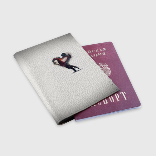 Обложка для паспорта матовая кожа Душа на распашку серо белый градиент , цвет пыльно-розовый - фото 3