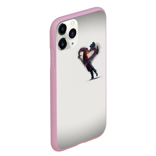 Чехол для iPhone 11 Pro Max матовый Душа на распашку серо белый градиент , цвет розовый - фото 3