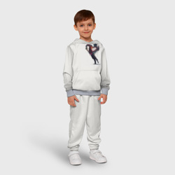 Детский костюм с толстовкой 3D Душа на распашку серо белый градиент  - фото 2