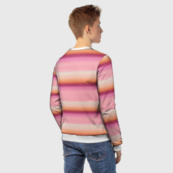 Свитшот с принтом Энид Синклер с Уэнсдей Аддамс - текстура свитера для мужчины, вид на модели сзади №2. Цвет основы: белый
