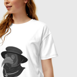 Женская футболка хлопок Oversize Маска чумного доктора - фото 2