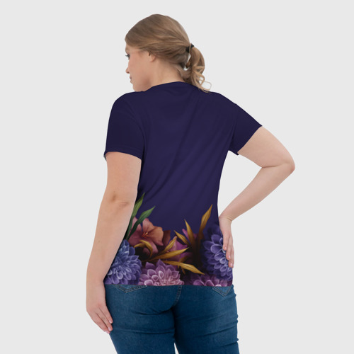 Женская футболка 3D с принтом Самая лучшая бабушка в цветах, вид сзади #2