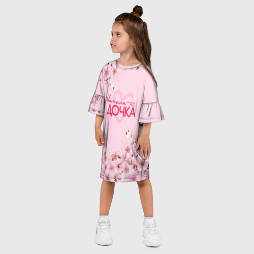 Детское платье 3D Мамина дочка сакура, цвет 3D печать - фото 3