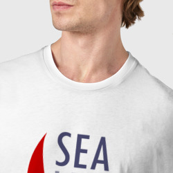 Футболка с принтом Sea life для мужчины, вид на модели спереди №4. Цвет основы: белый