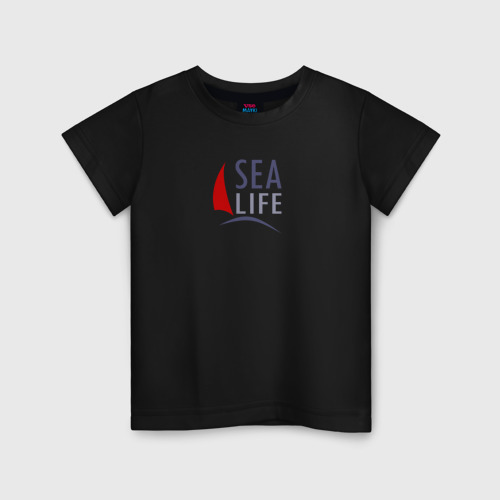 Детская футболка хлопок Sea life, цвет черный
