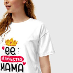 Женская футболка хлопок Oversize Корона её величество мама - фото 2