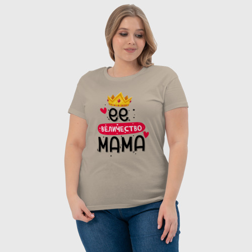 Женская футболка хлопок с принтом Корона её величество мама, фото #4