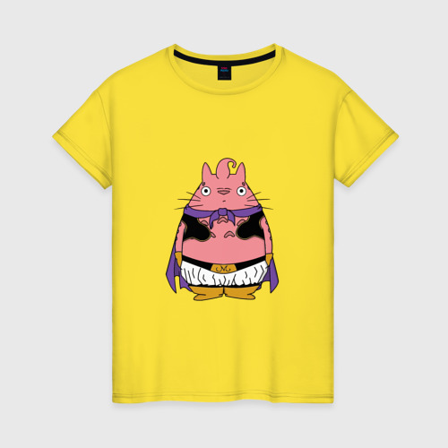 Женская футболка хлопок с принтом Totoro Majin Buu, вид спереди #2