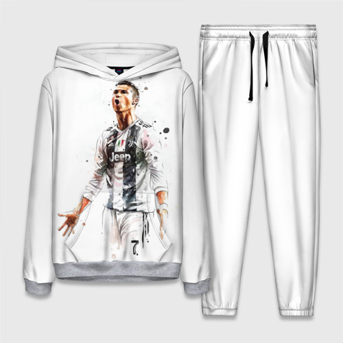 Женский костюм с толстовкой 3D CR 7 Juventus, цвет меланж