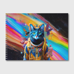Альбом для рисования Кот в космическом скафандре - нейросеть