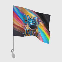 Флаг для автомобиля Кот в космическом скафандре - нейросеть