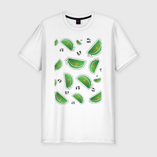 Мужская футболка хлопок Slim с принтом Зеленый лимон, вид спереди #2