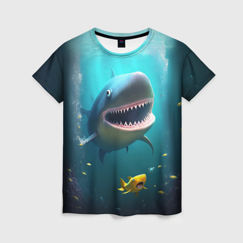 Женская футболка 3D с принтом Я акула туруру, вид спереди #2