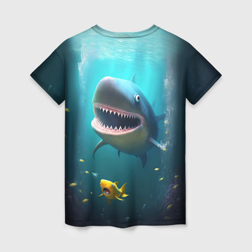 Женская футболка 3D с принтом Я акула туруру, вид сзади #1