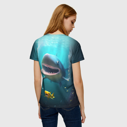 Женская футболка 3D с принтом Я акула туруру, вид сзади #2