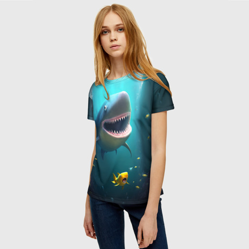 Женская футболка 3D с принтом Я акула туруру, фото на моделе #1